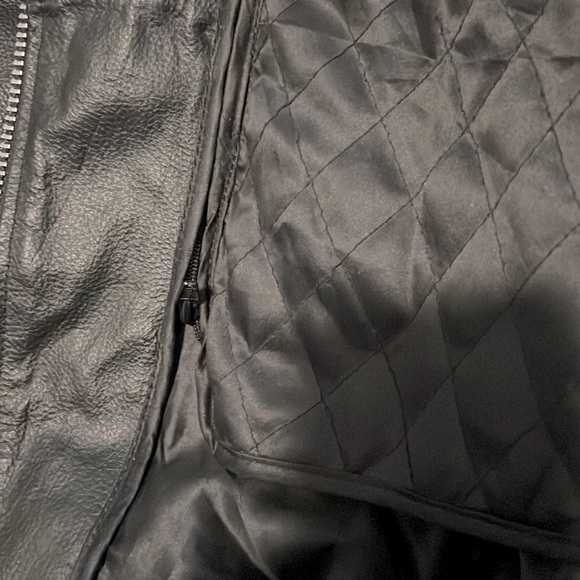 Vintage Retro Y2K Black Leather Motorcycle Riding Jacket With Removable Lining - Picture 10 of 12
